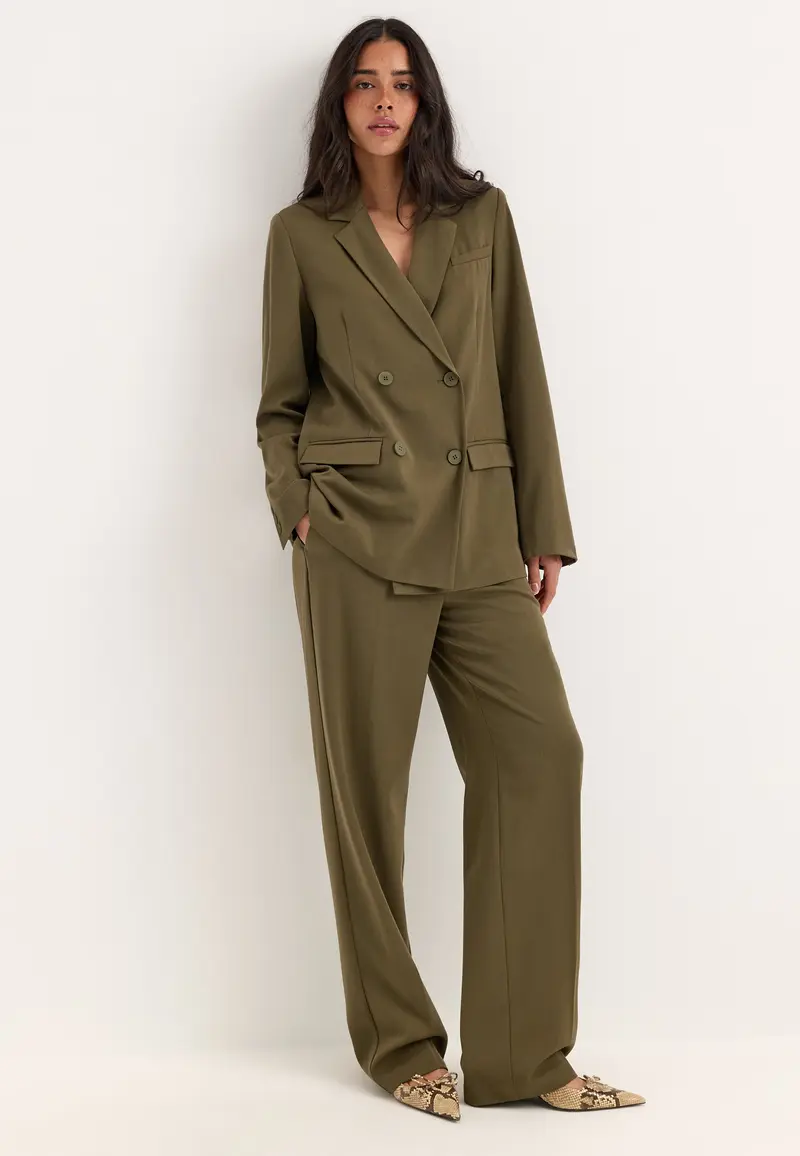 Straight High Waist Suit Trousers