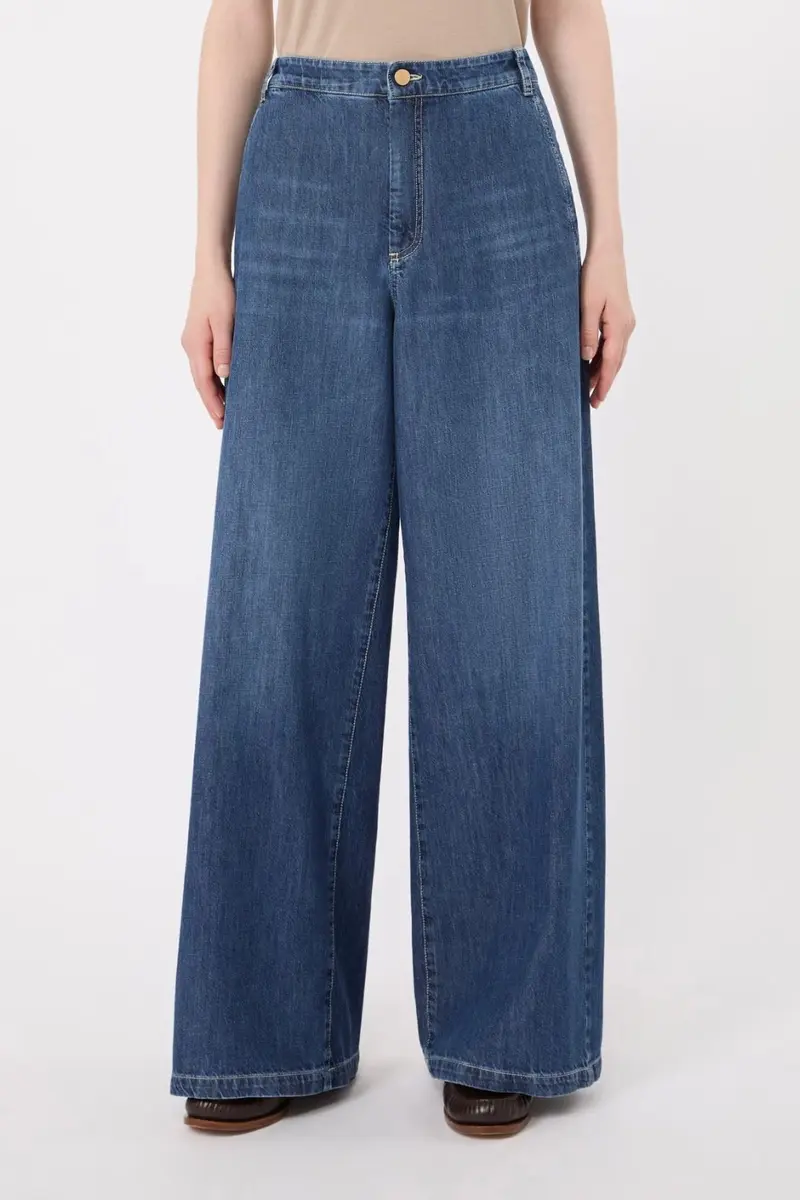 Straight Leg Denim Trousers China Blue