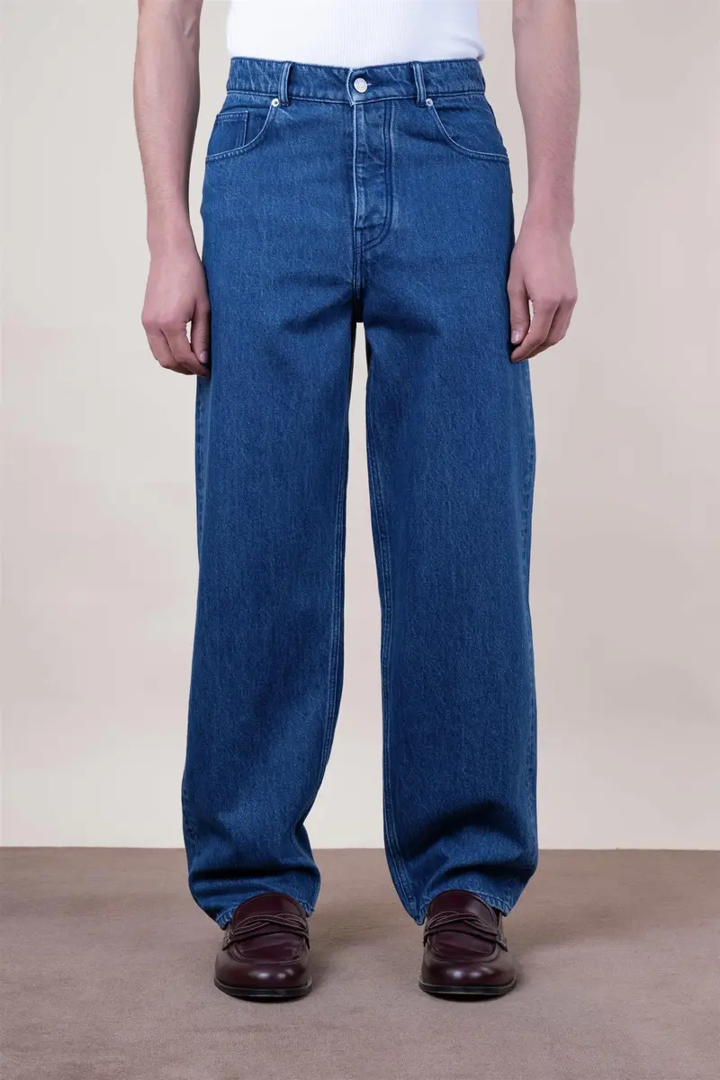 Straight Stonewash Blue Cotton Jeans