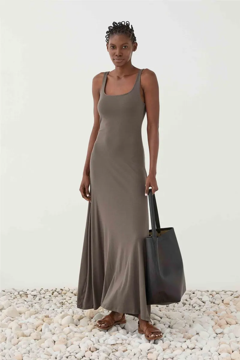 Strap Dress Grigio Fango