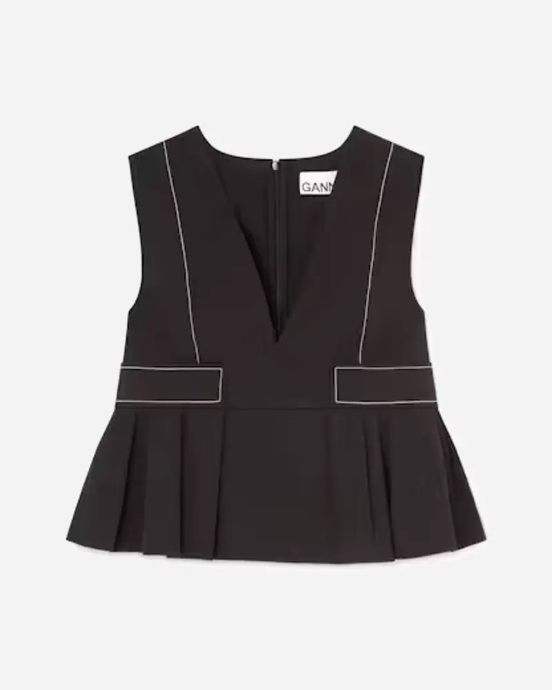Stretch Cotton V-neck Pocket Blouse