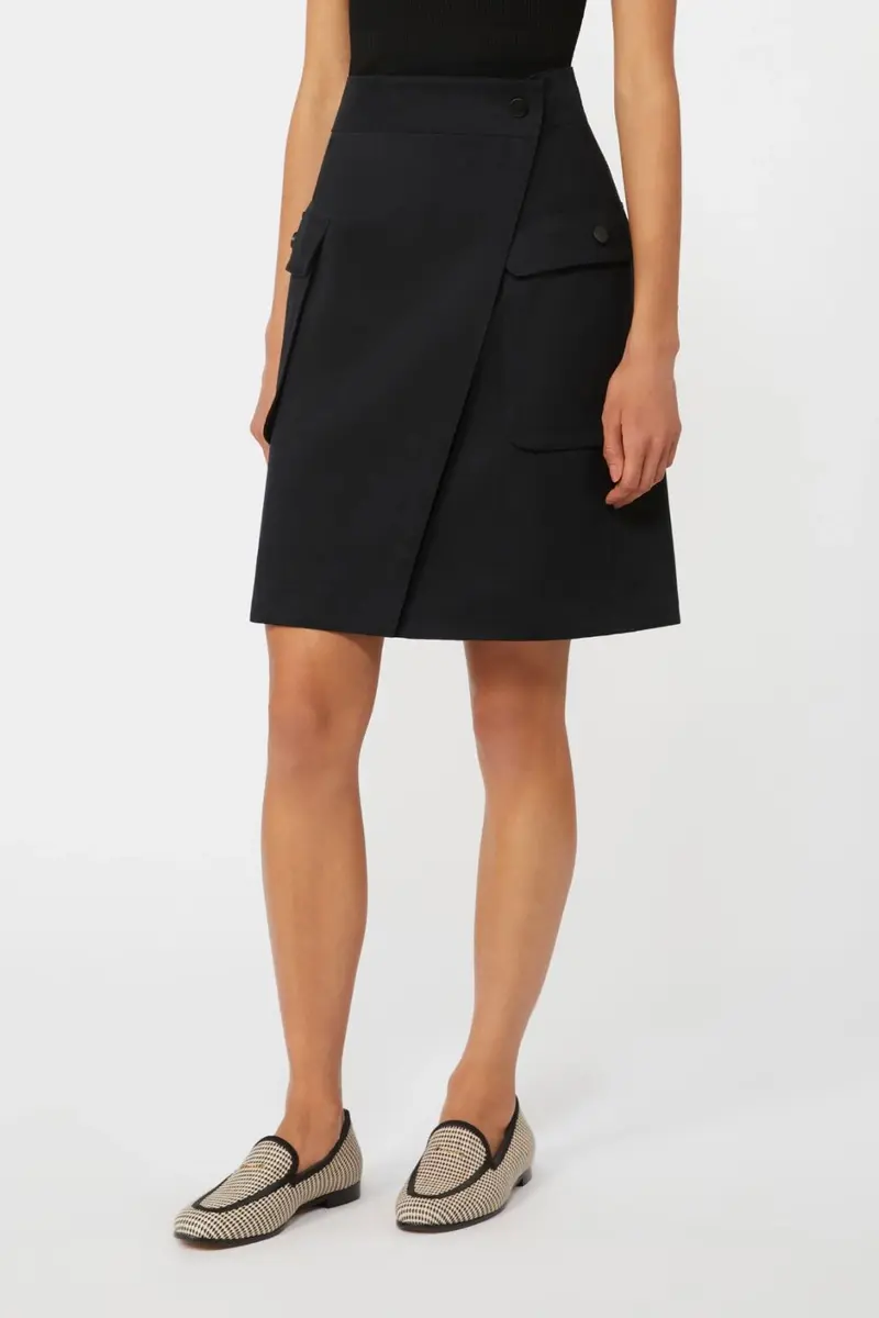 Stretch Cotton Wrap Skirt