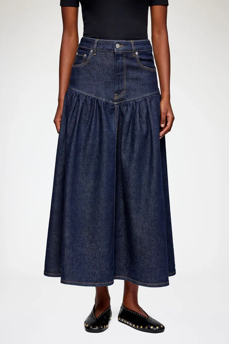 Stretch Denim Long Skirt