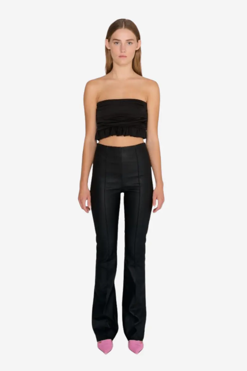 Stretch Leather Bootcut Pants