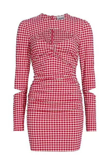 Stretch Seersucker Cutout Mini Dress