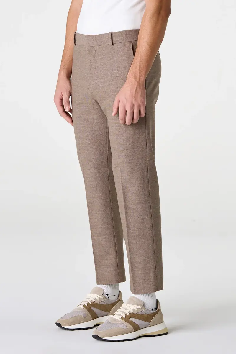 Stretch Wool Trousers Beige Melange
