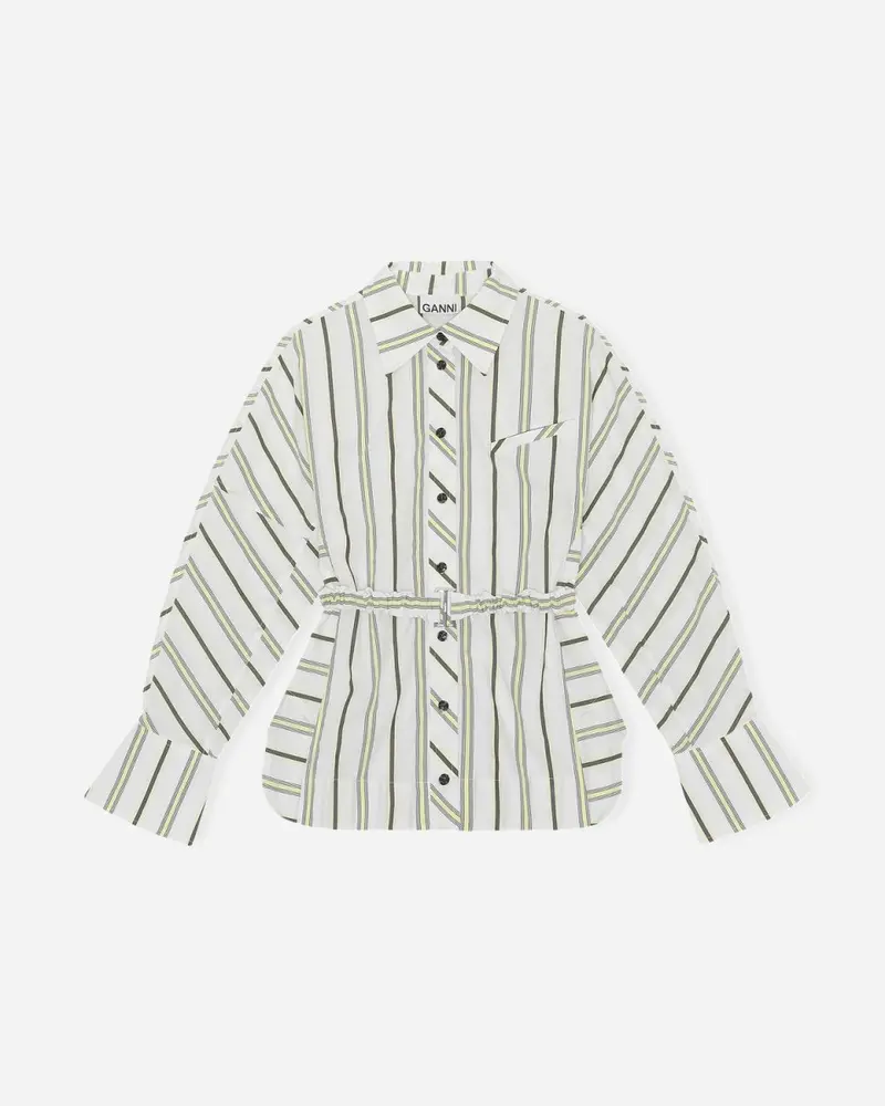 Stripe Cotton Belt Shirt - Mix Stripe Yellow