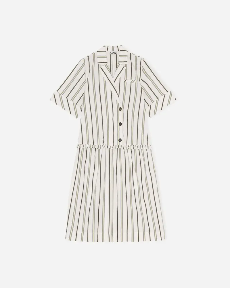 Stripe Cotton Blazer Dress - Mix Stripe Yellow