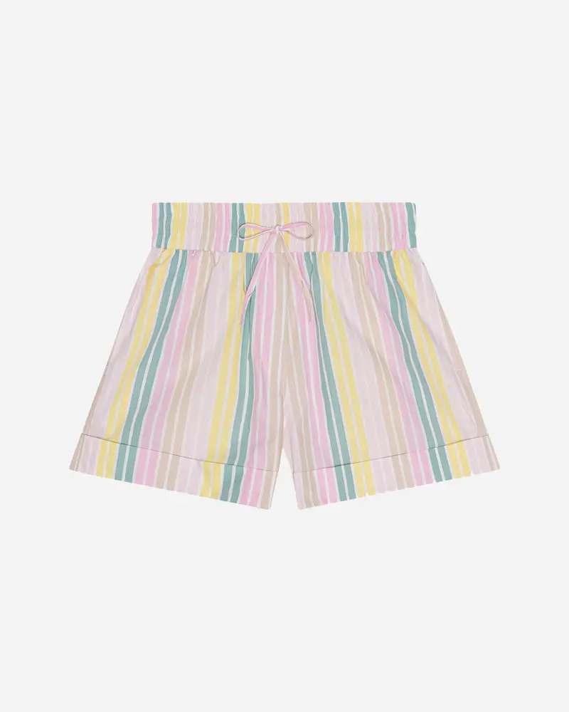 Stripe Cotton Elasticated Shorts - Multicolour