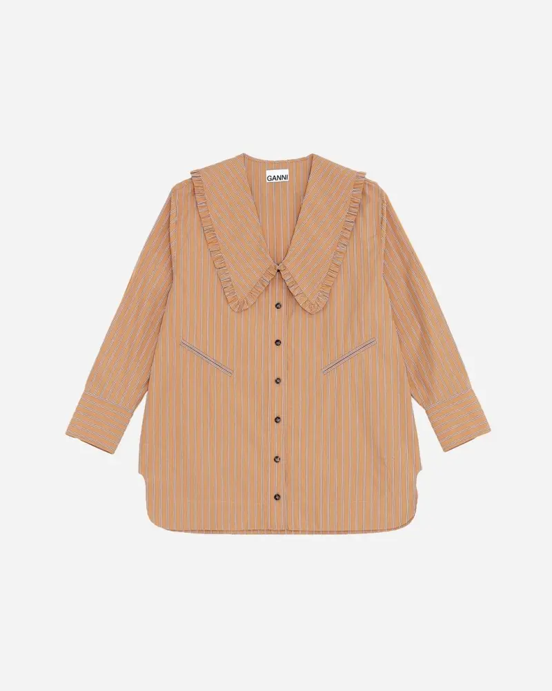 Stripe Cotton Oversized Shirt - Tigers Eye