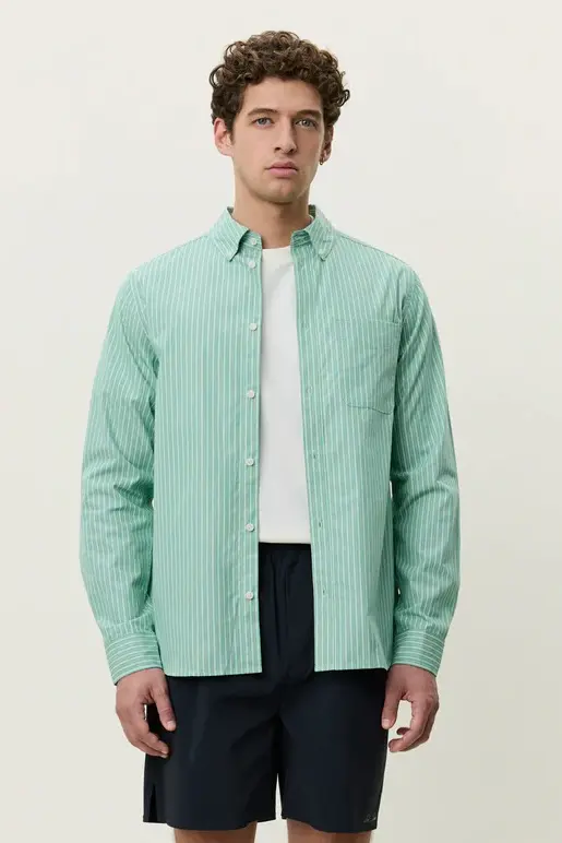 Stripe Poplin Shirt Green Spruce