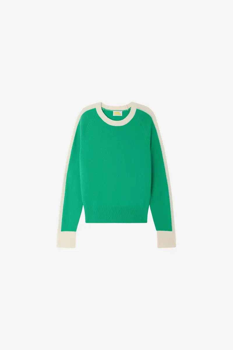 Striped Cable-Knit Sweater Garden Party Green