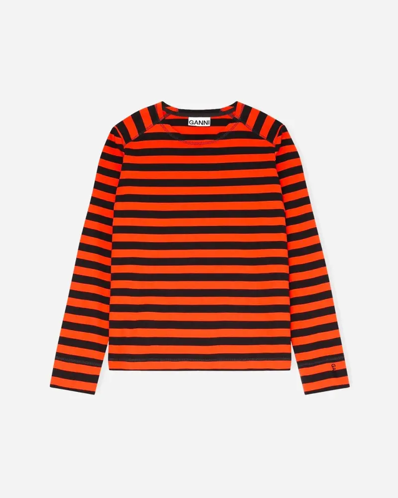Striped Cotton Jersey - Flame