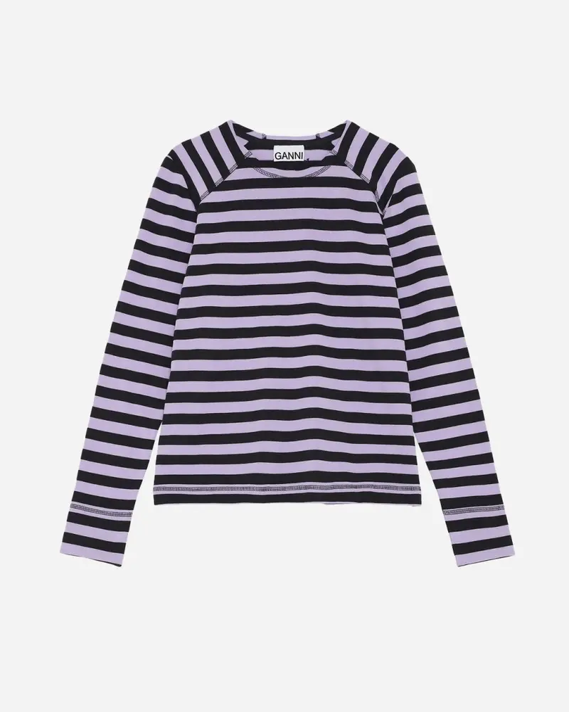 Striped Cotton Jersey -  Violet Tulip