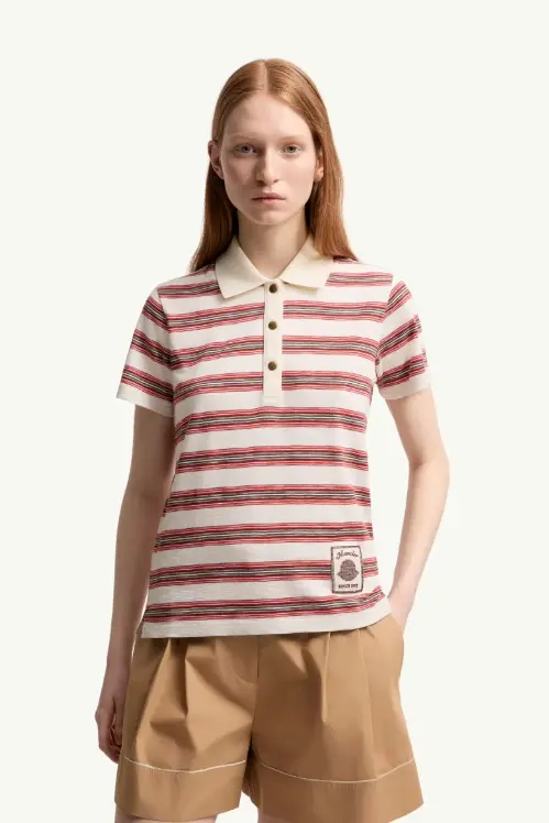 Striped Cotton Polo Shirt Red/White Stripe