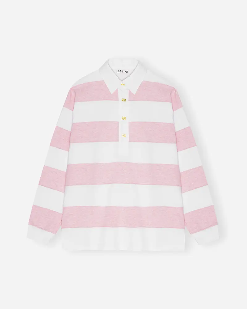 Striped Heavy Cotton Polo - Mauve Chalk