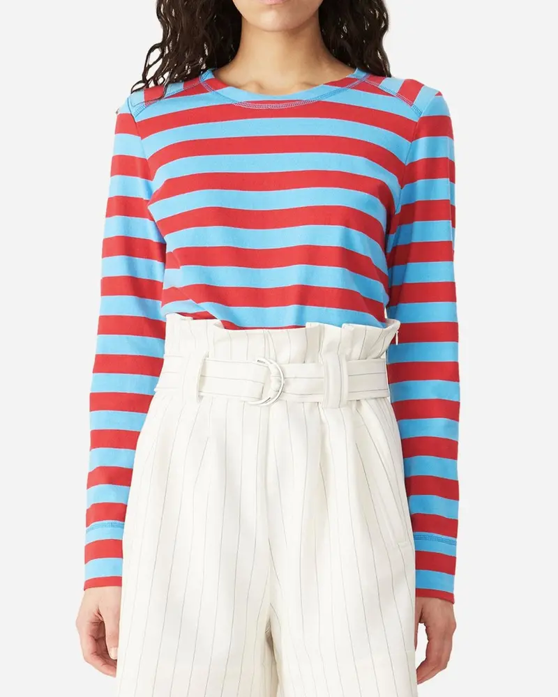 Striped Organic Cotton Jersey - Alaskan Blue