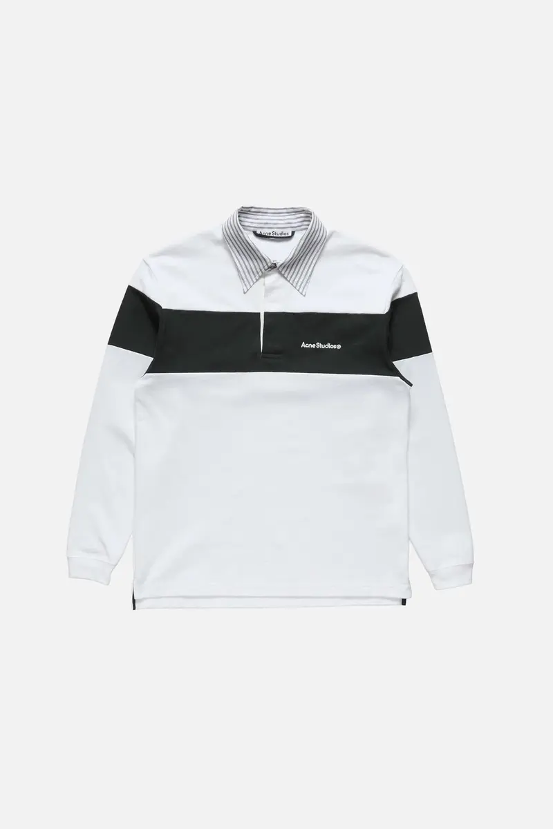 Striped Polo Sweatshirt White/Black