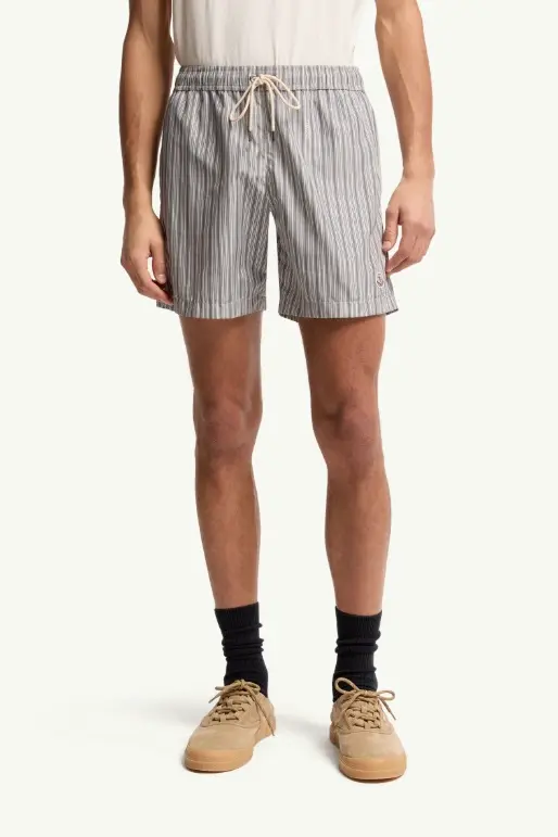 Striped Swim Shorts White/Dark Blue