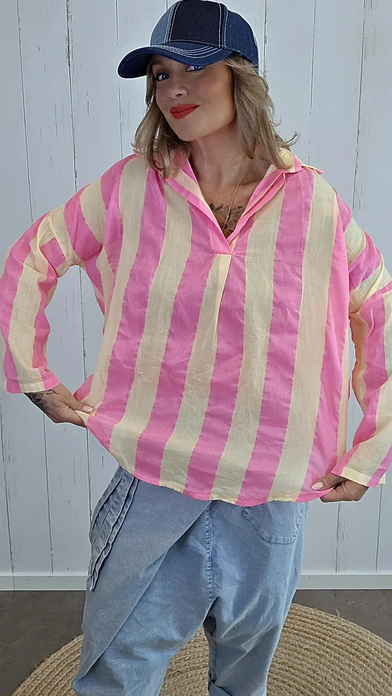 Stripete bomullsbluse