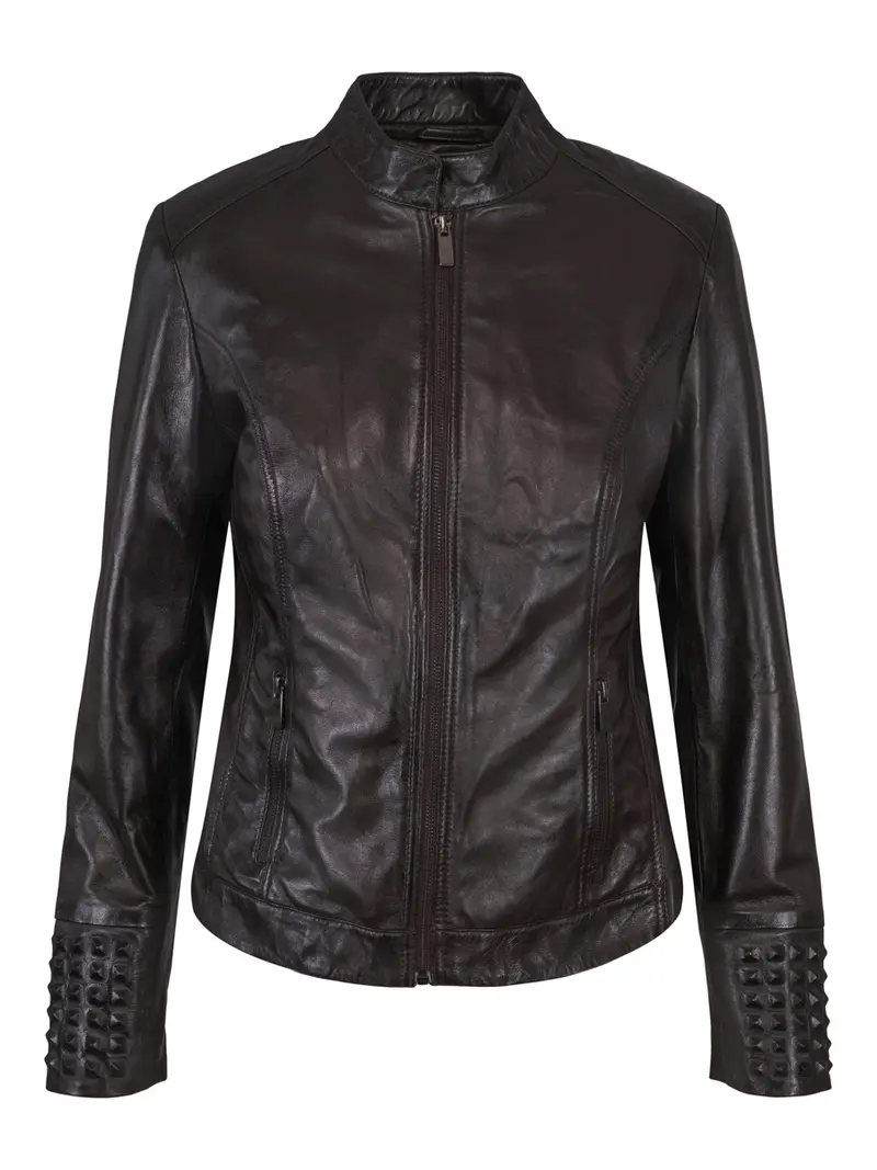 Stud leather jacket Brown
