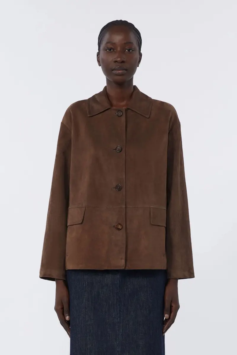 Suede Leather Jacket Brown