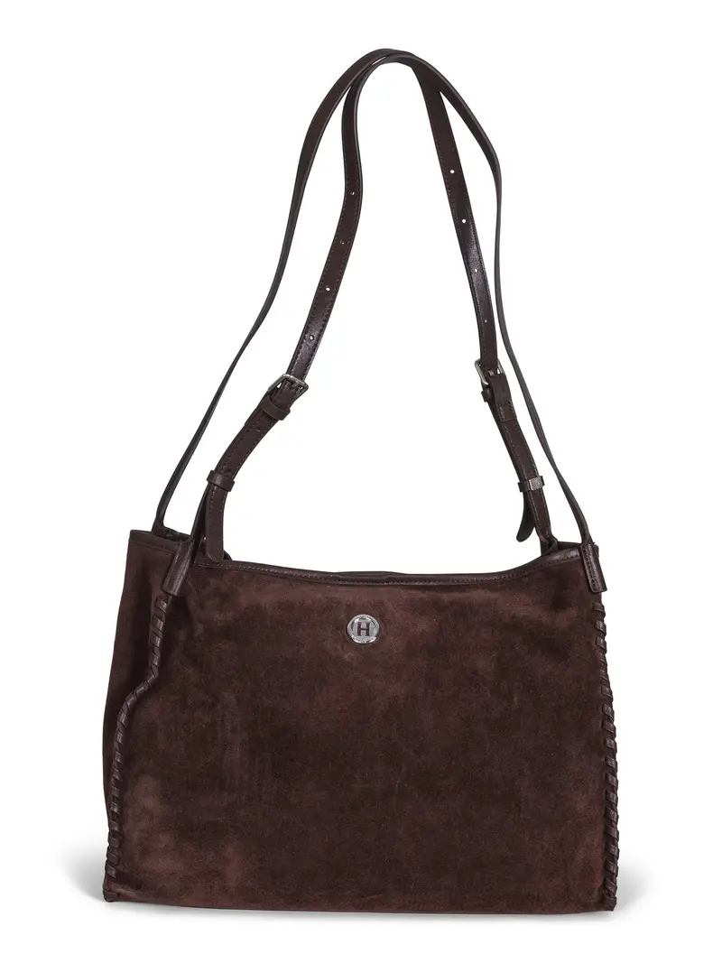 Suede tote bag Mørkebrun