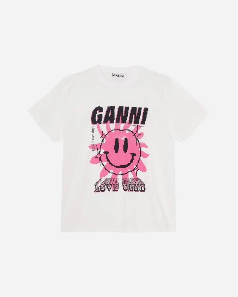 Sun Love Print O-neck Relaxed T-shirt - Bright White