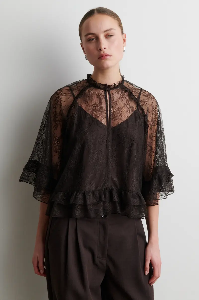 Sybell Lace Ruffle Blouse
