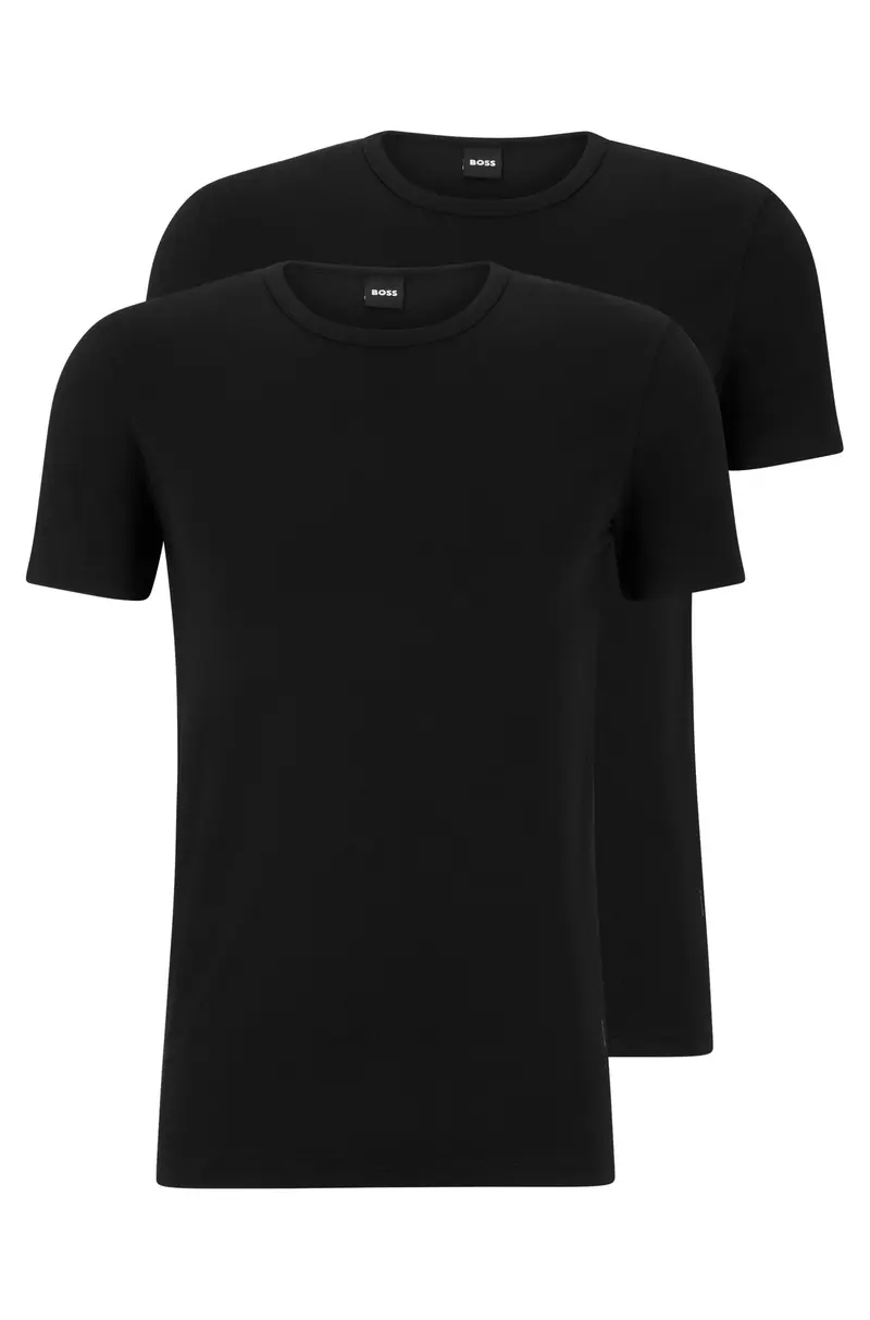 T-Shirt Stretch Round Neck 2PK Black