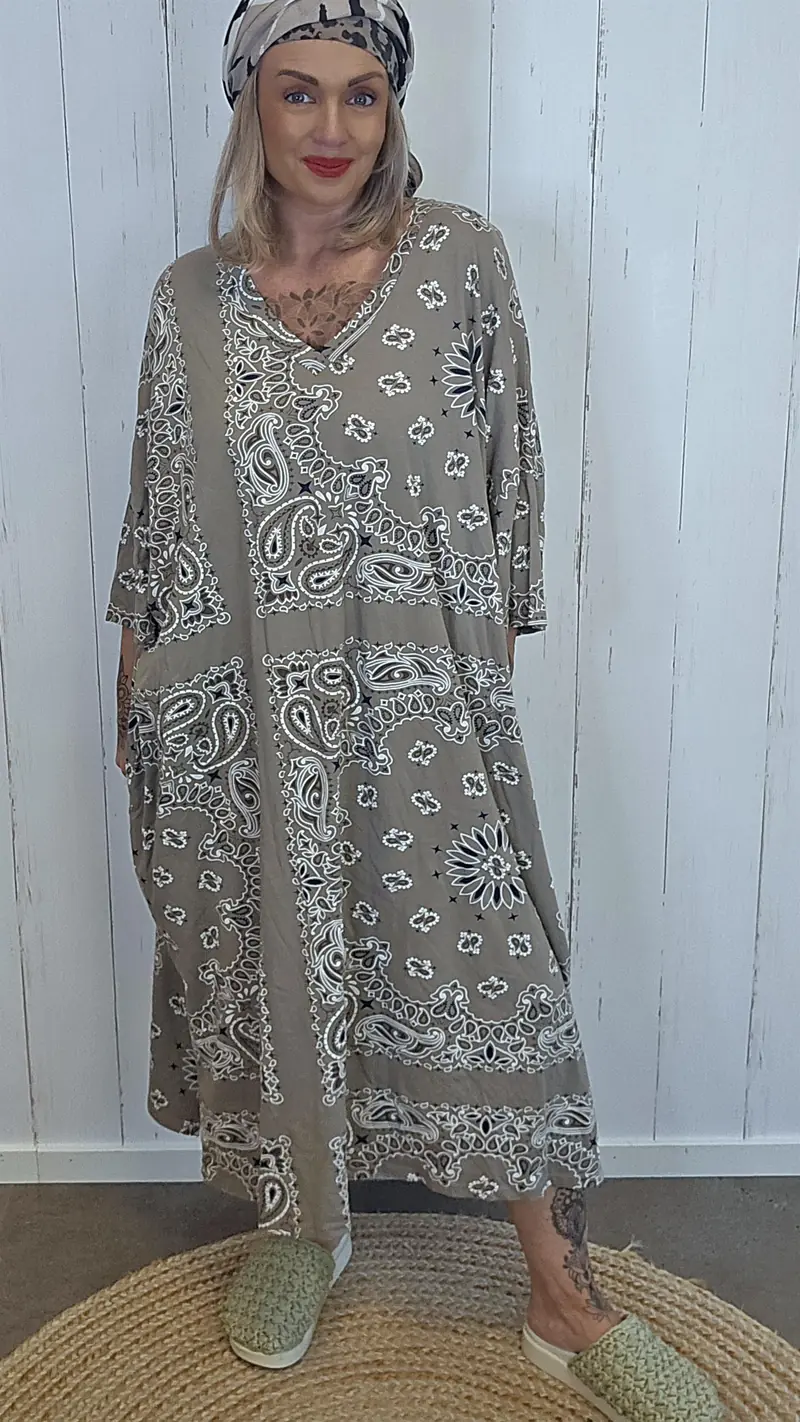 T-skjortekjole med print taupe