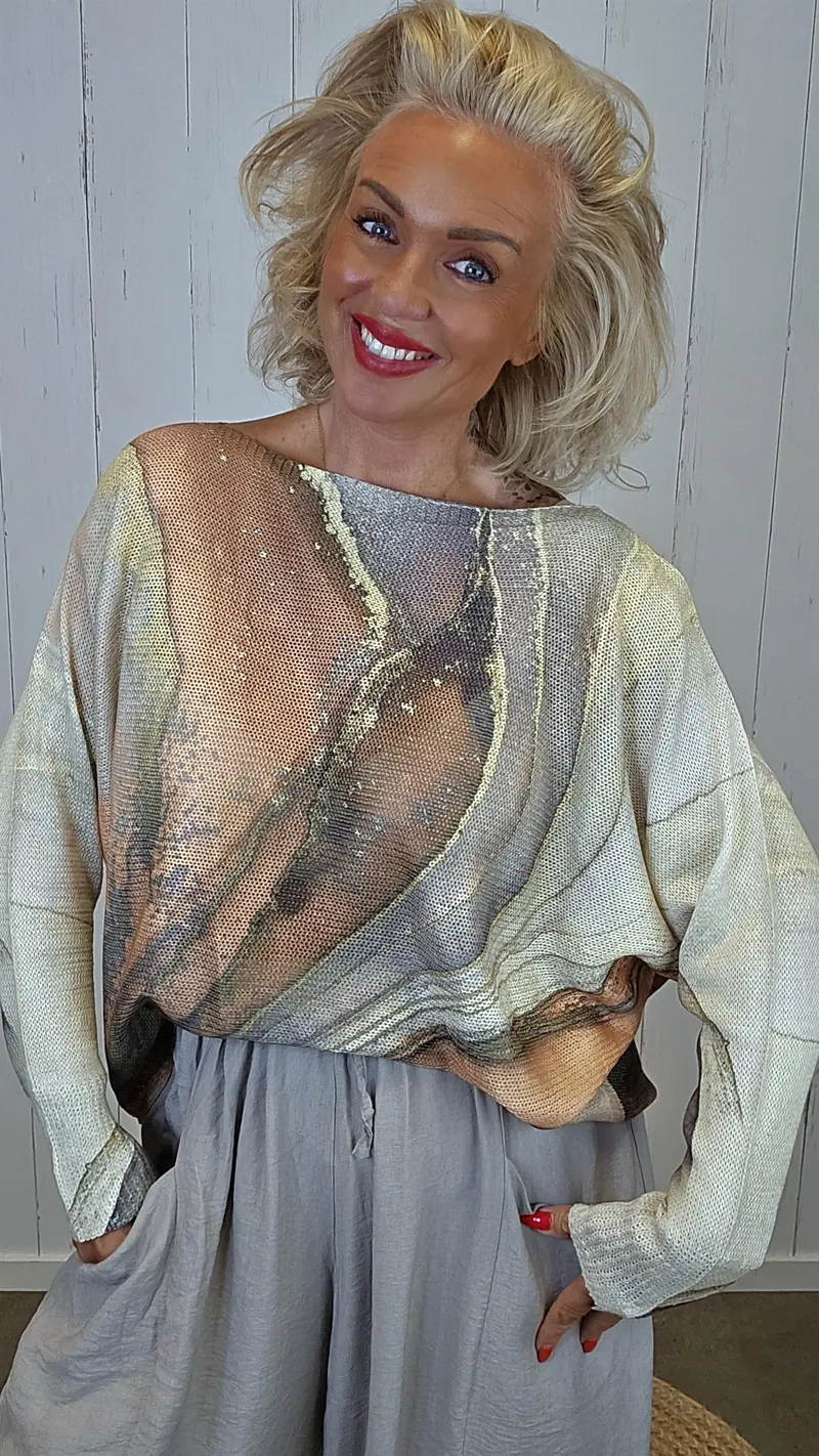 Tanja genser med kunstprint