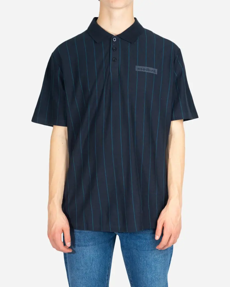 Tapa Stripe Polo - Navy/Teal