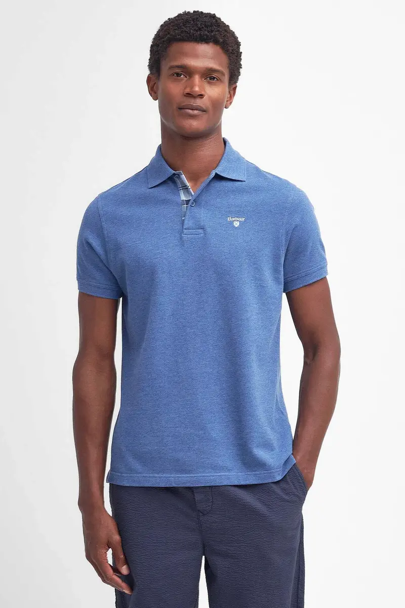Tartan Pique Polo Dark Chambray