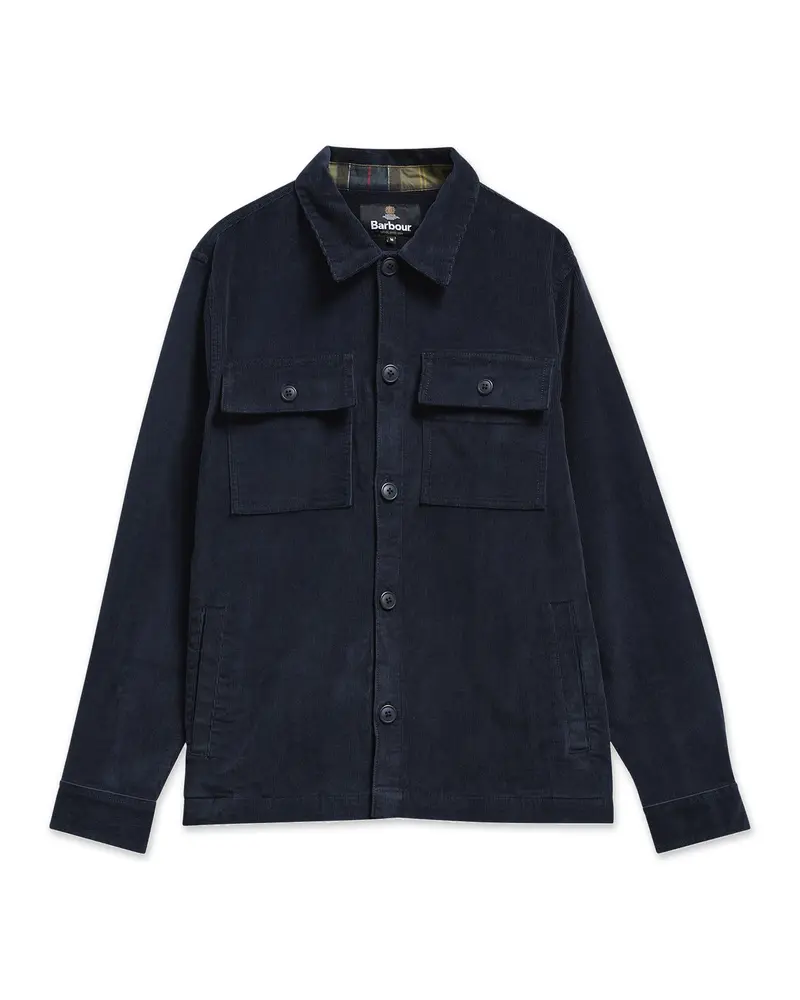 Tartan Trimmed Cord Overshirt Navy