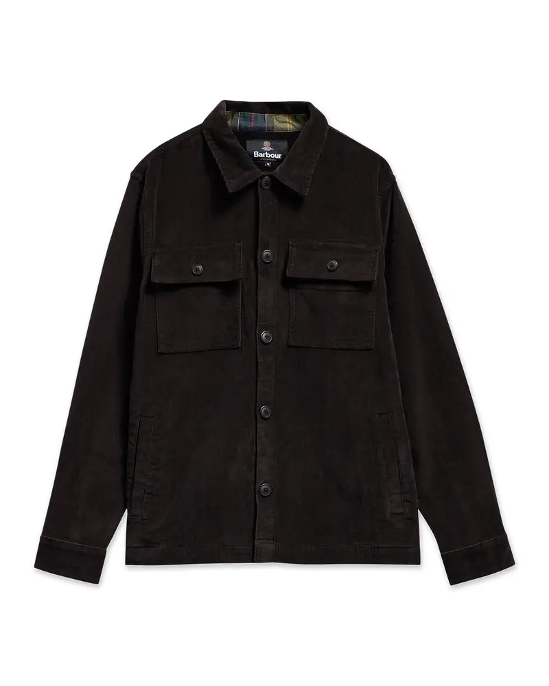 Tartan Trimmed Cord Overshirt Olive Oliven