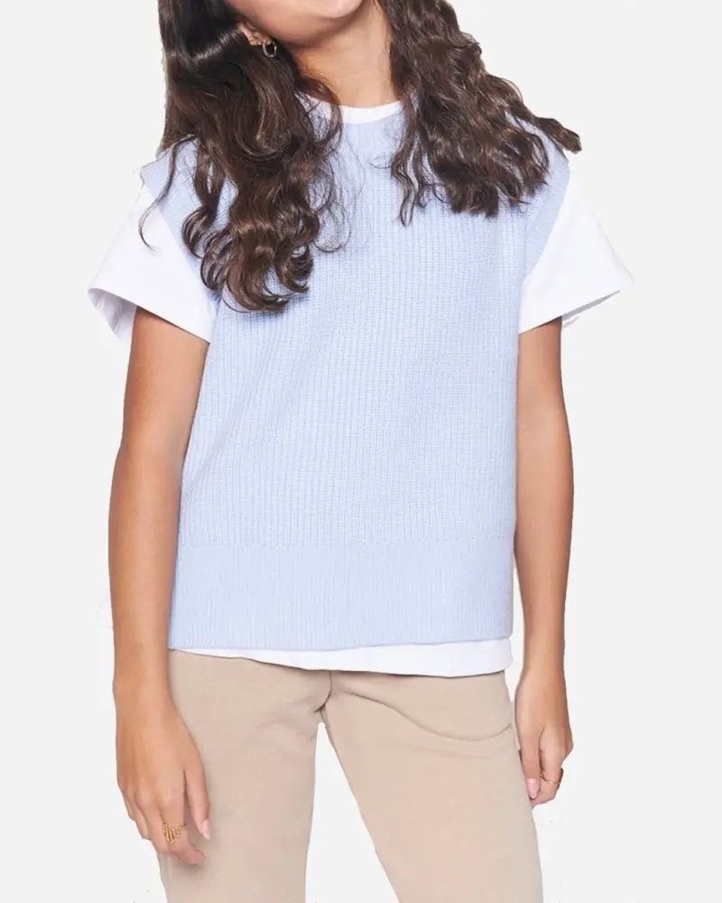 Teen Ann Knit Vest - Light Blue