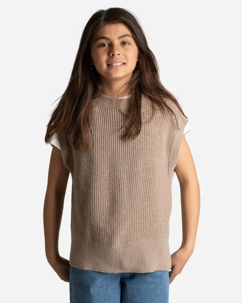 Teen Ann Knit Vest - Sand Melange