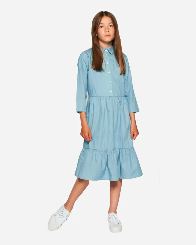 Teen Mia Long Denim Dress - Light Blue