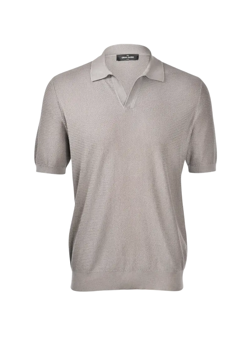 Tennis Polo i Silke og Bomull - Beige