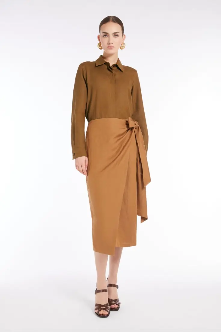 Tequila Linen and Silk Twill Skirt