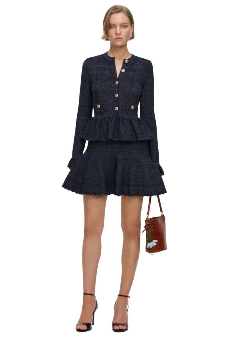 Textured Knit Mini Dress Navy