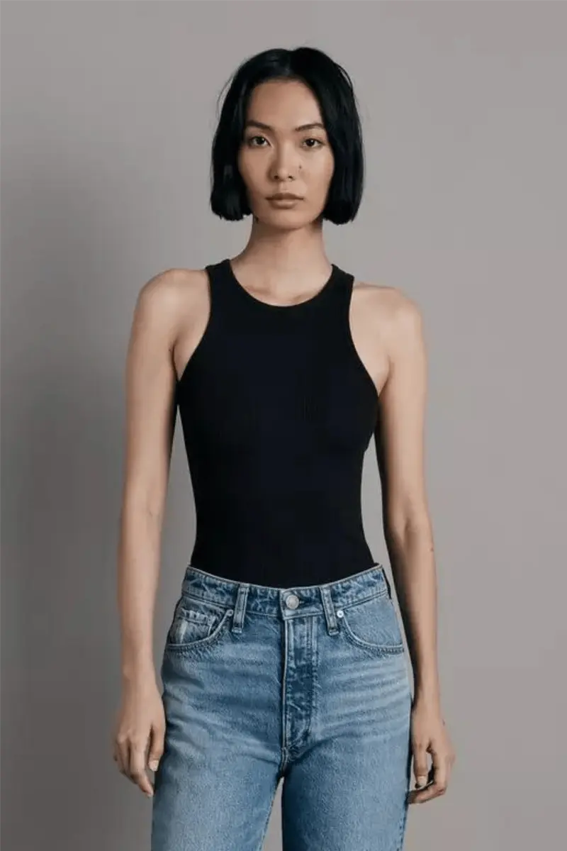 The Essential Rib Tank Black Black