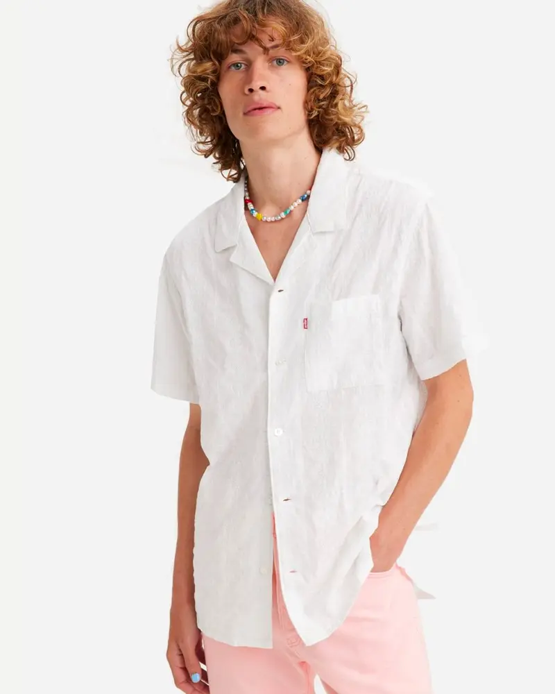 The Sunset Camp Shirt - Walter Embroidery Bright White