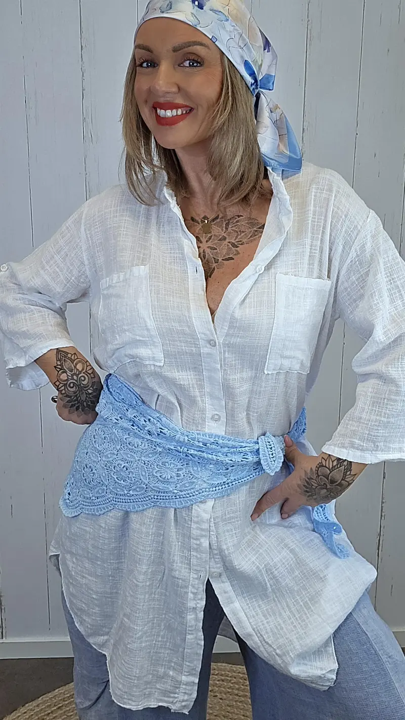 Thea blonde skjerf blå