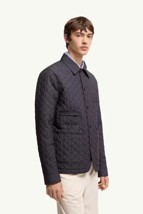 Theoline Diamond-Quilted Padded Mid-Length Jacket Navy