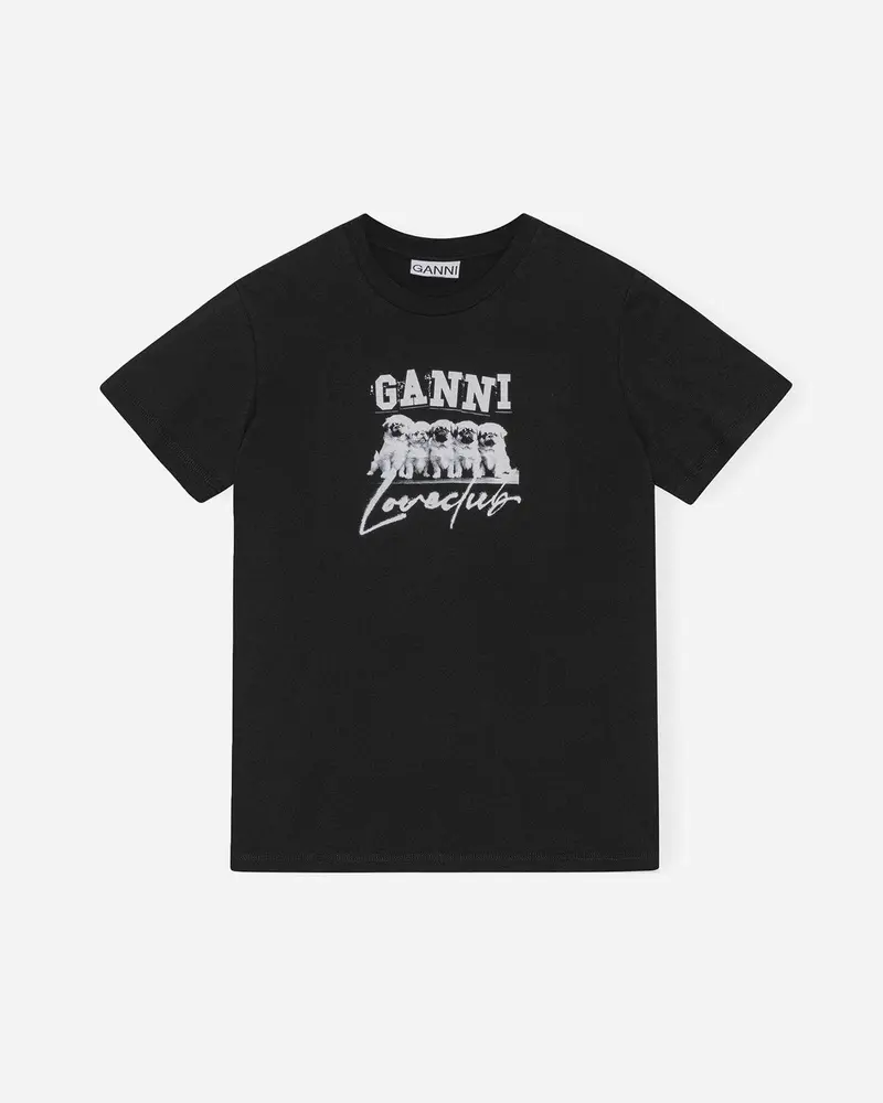 Thin Jersey Puppy Love Relaxed T-shirt - Black