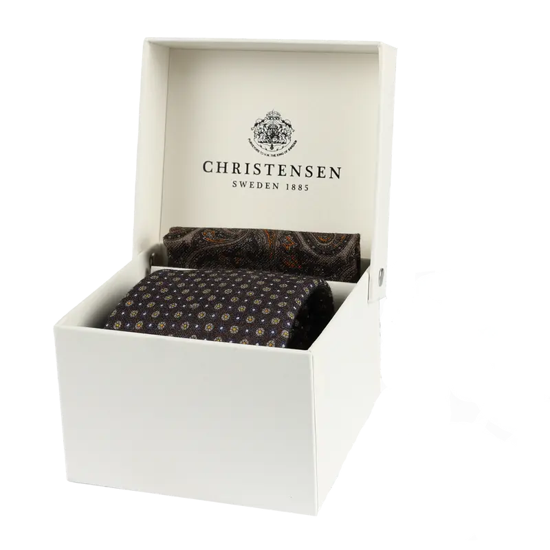 Tie & Pocket Square Box Set Brown