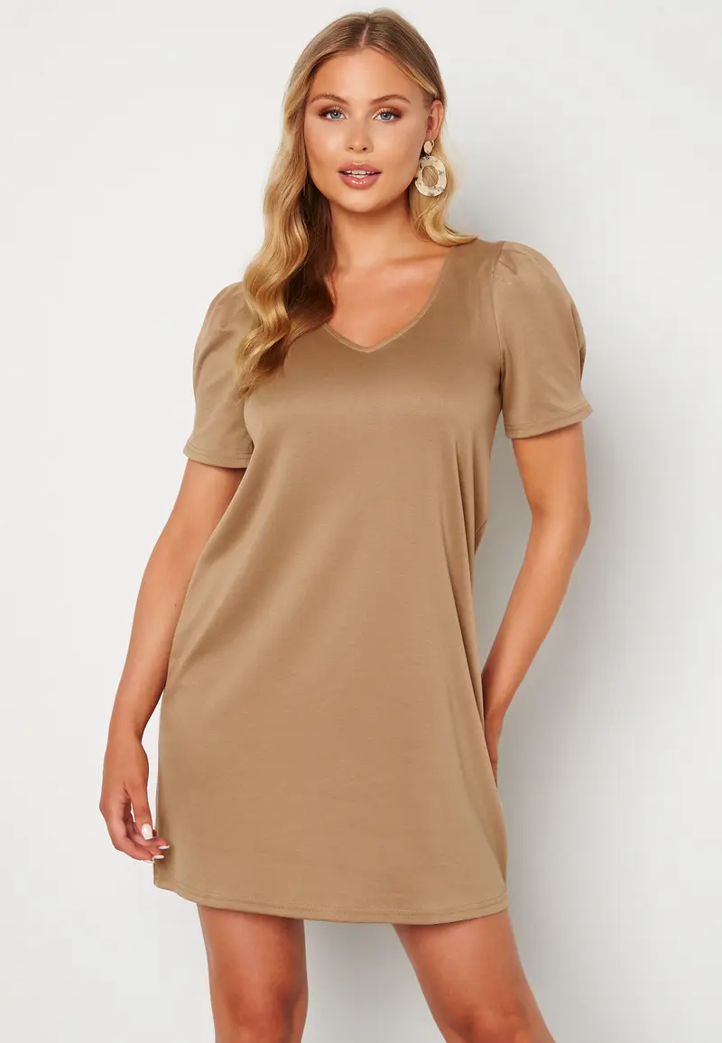Tinny V-Neck S/S Puff Sleeve Dress