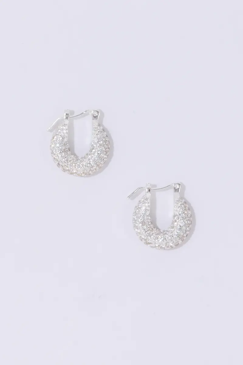 Tiny Diamond Hoops Silver
